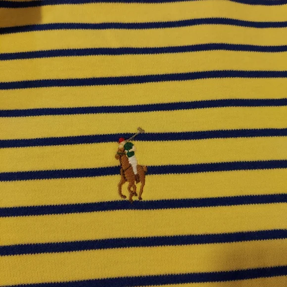 Ralph Lauren Yellow and Navy Striped Polo Shirt - Picture 4 of 6